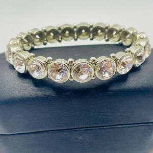 Clear Crystal Silver-Tone Stretch Bracelet - Women Jewelry